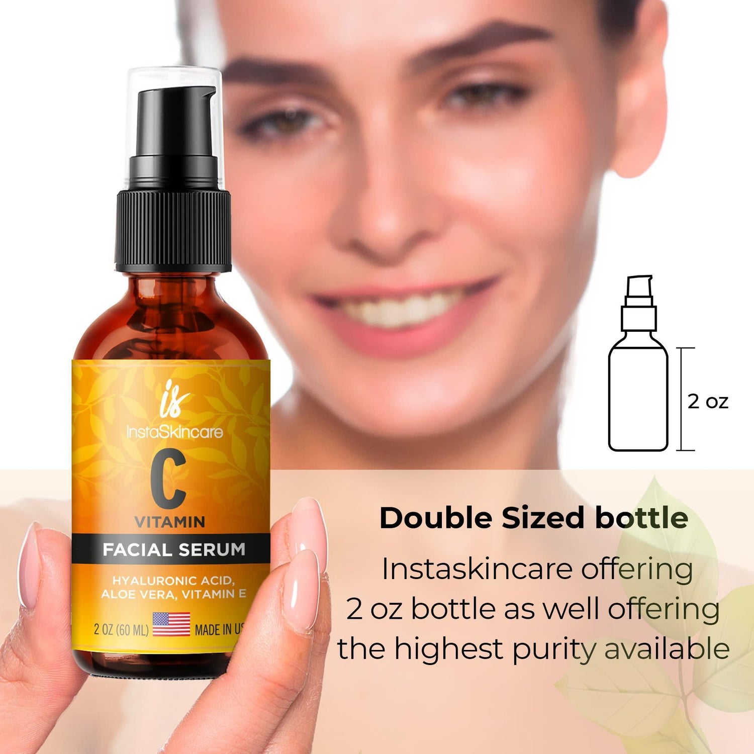 Vitamin C Serum 2oz for Face with Hyaluronic Acid and Vitamin E