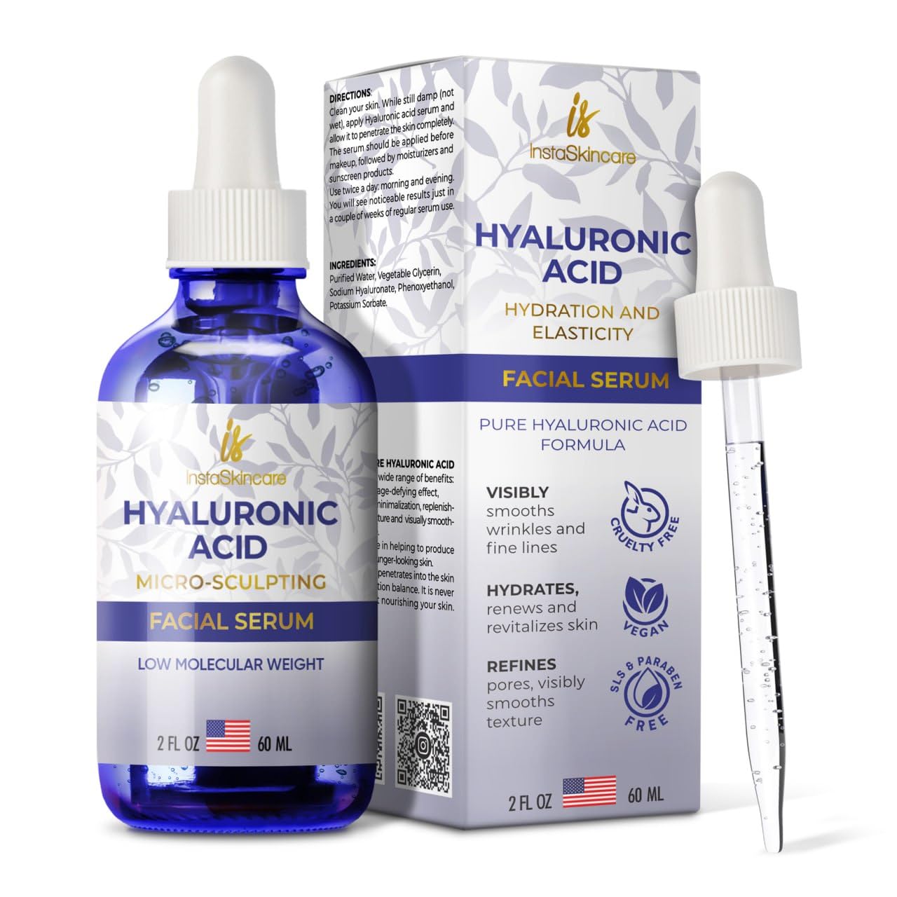 Pure Hyaluronic Acid Serum for Face 2oz Serum for Skin and Lips