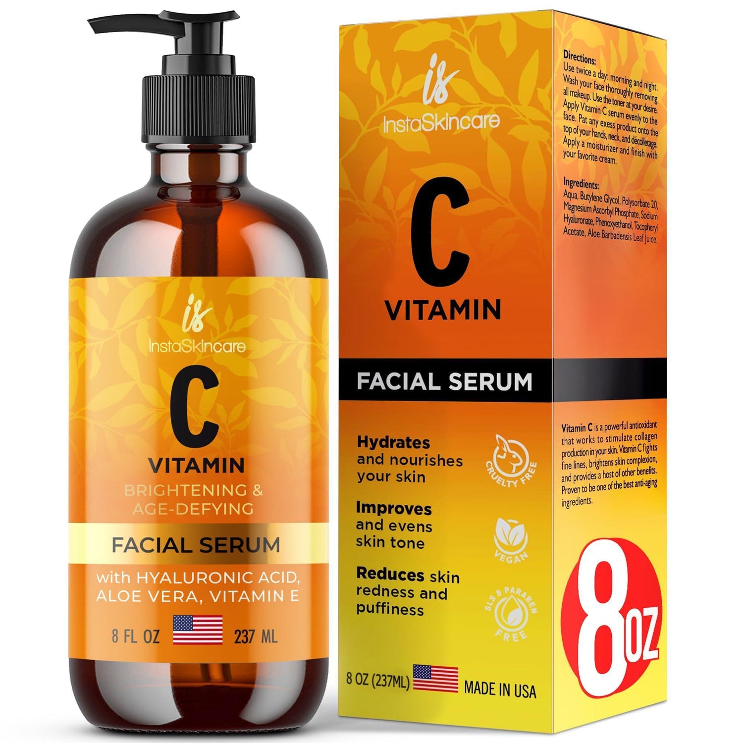 Vitamin C Serum for Face and Eyes with Hyaluronic Acid and Vitamin E