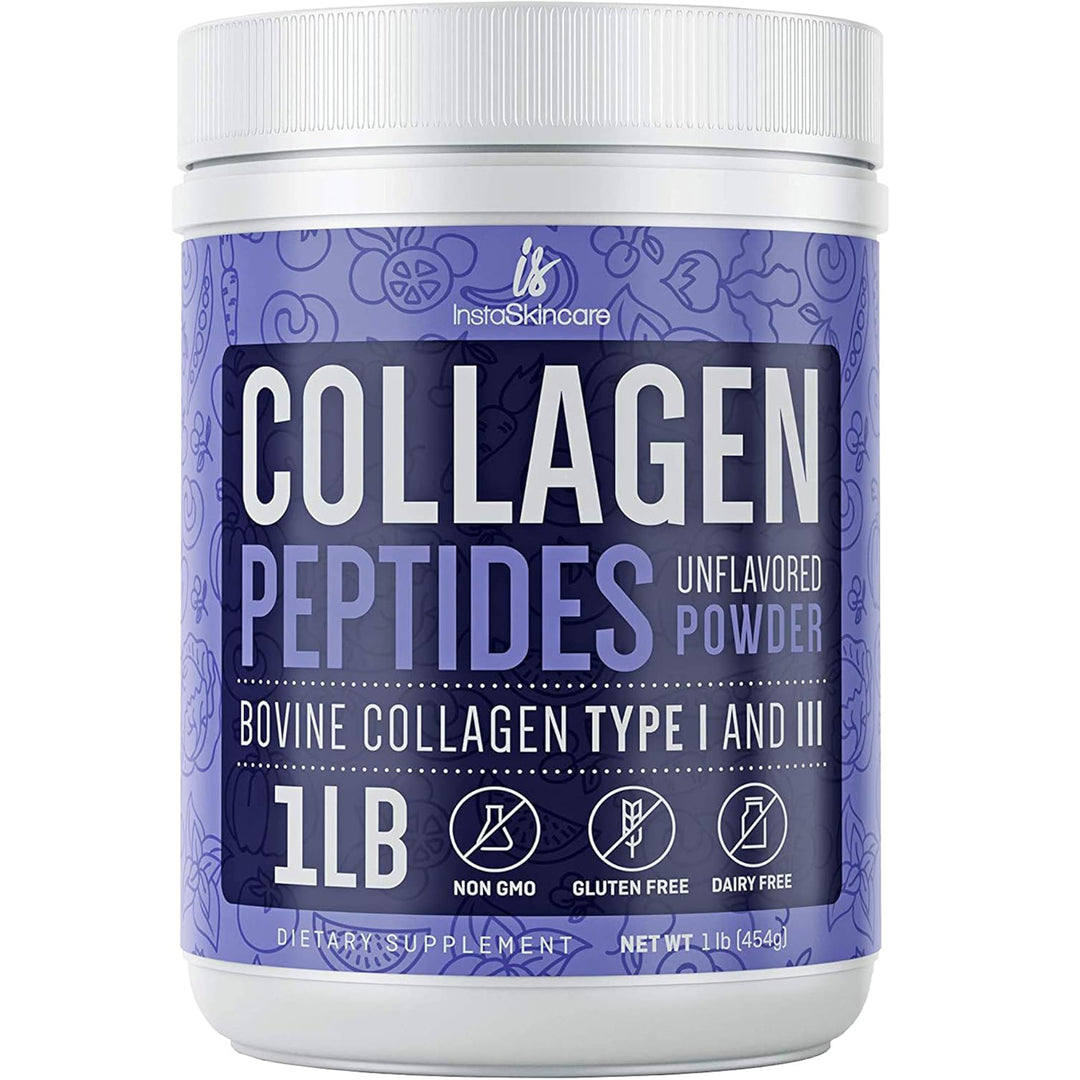 Collagen Peptides Powder 1 LB for Women Hydrolyzed Protein - Types I & III