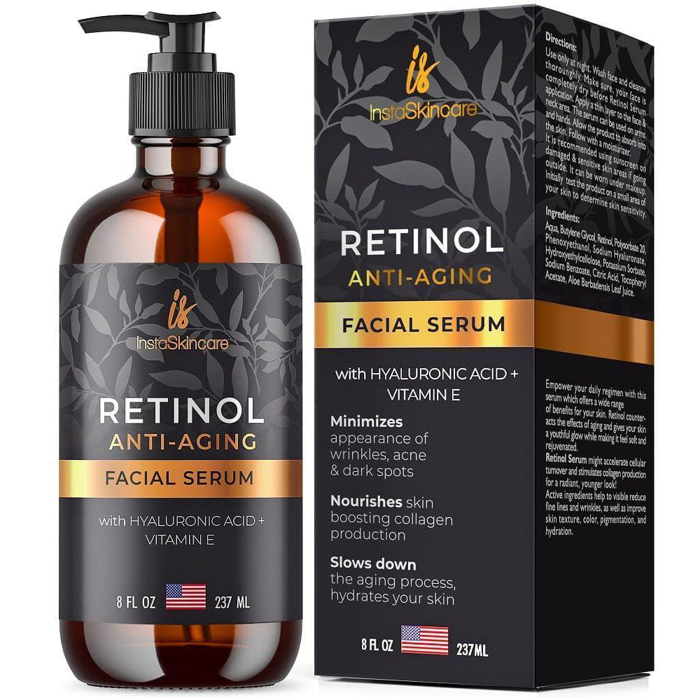 Retinol Serum for Face 8oz with Hyaluronic Acid - Vitamin E & Aloe Vera